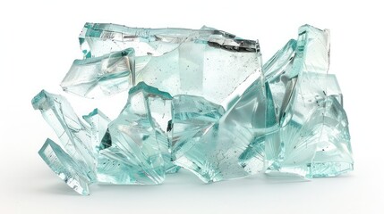 Obraz premium Piece of broken glass with jagged edges, isolated on a white background