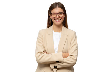 Successful confident woman business coach standing with crossed hands