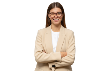 Successful confident woman business coach standing with crossed hands