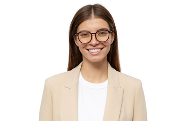 Best brilliant student girl looking at camera with candid smile