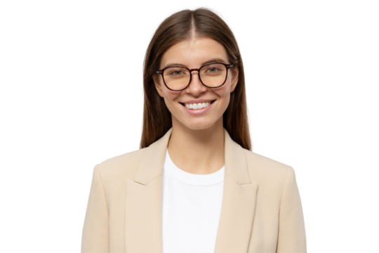 Best brilliant student girl looking at camera with candid smile