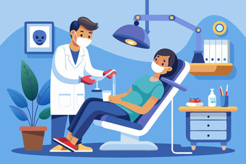 A dentist and a patient colorful vector illustration