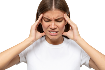 Young woman suffering from severe headache or migraine