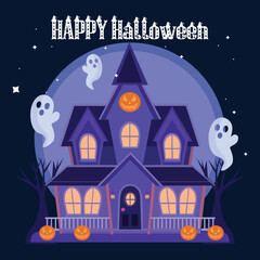 Happy Halloween Blue Background