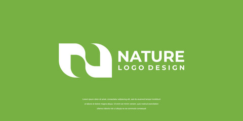 Green Nature with Leaf logo icon, letter N natural Vector Logo Design