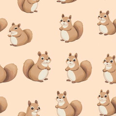 Obraz premium Chubby Fluffy Animal Vector Illustration Seamless
