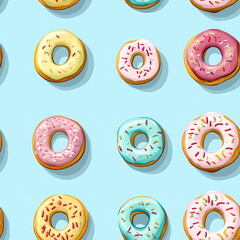 Fototapeta premium Colorful Donut Vector Illustration Seamless