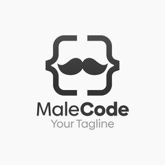 Male Code Logo Design Template. Good for Business, Agency, Community and Organization