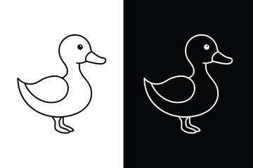 Duck line Icon Flat Graphic Design. Simple duck icon design template vector black white background