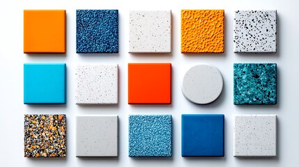 Fototapeta premium Abstract squares and circles combine to create a vibrant geometric texture.