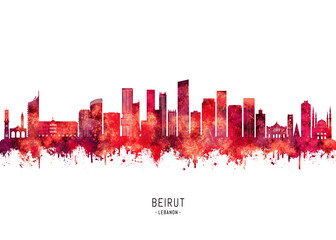 Fototapeta premium Beirut Lebanon Skyline Red