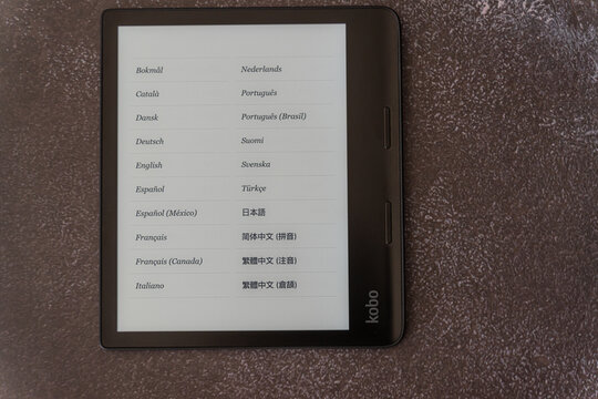 September 21 2024 -Calgary Alberta Canada - Kobo Sage Ebook reader tablet in Library