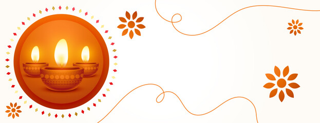 happy diwali celebration white banner with text space