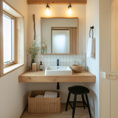 Fototapeta premium Minimalist Bathroom with Natural Elements