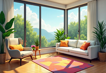 living room with a window
