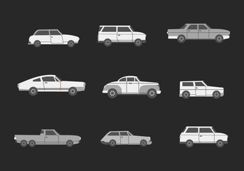 Car icon flat style. collection of isolated cartoon illustrations