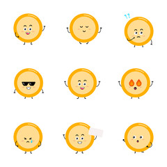 Cute coin character. collection of isolated cartoon illustrations