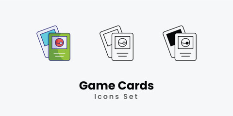 Game Cards Icons thin line and glyph vector icon stock illustration