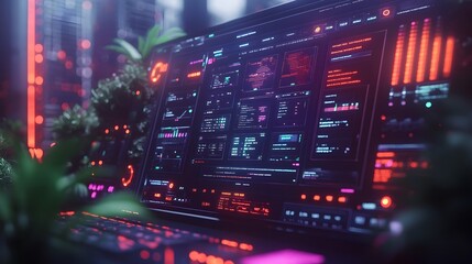 Obraz premium Futuristic and User-Friendly Digital Interface with Cutting-Edge Analytics and Data Visualization