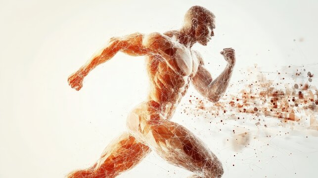 Athlete body Activity Concept Scientific Visualization of Neural Connections affecting muscle performance