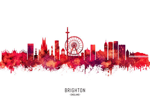Brighton England Skyline Red