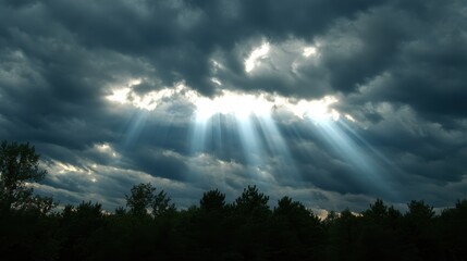Golden Rays of Hope: Sunlight Breaking Through Dramatic Clouds in the Sky