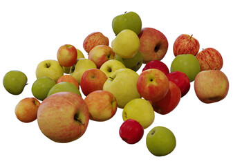  red  and green apple on a white background