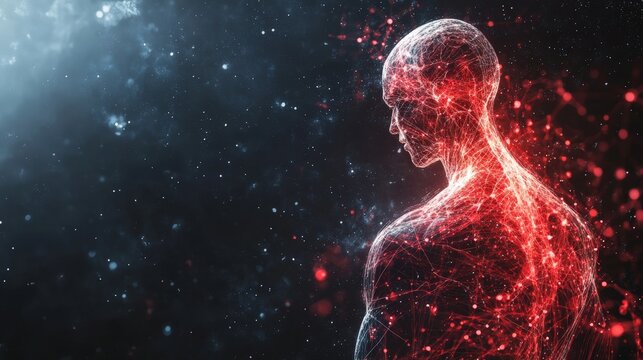 Scientific analysis of neural pathways impact on athlete performance visualized copy space background