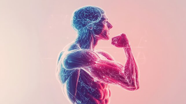 Scientific analysis of athlete performance Neural pathways impact visualized on copy space background