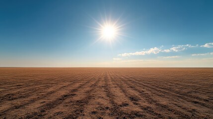Playful Patterns: Sun's Rays Dancing on Ground under Clear Midday Sky
