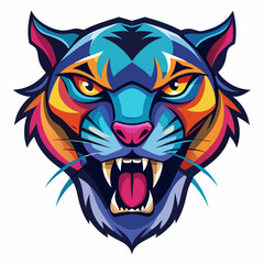 an angry panther with a colorful head vector design with a white background 
