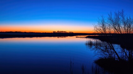 Fototapeta premium Tranquil Dawn: Deep Blue Sky Fading into Daylight Bliss