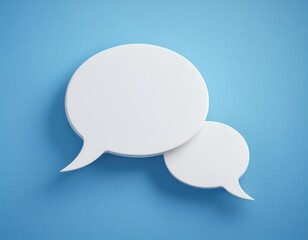 Two blank speech bubbles on a blue background, 3D illustration