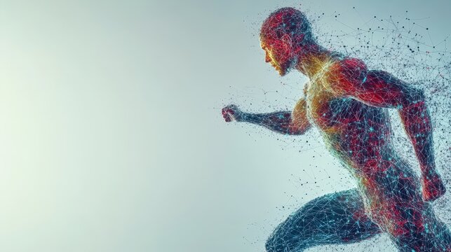 Scientific analysis athlete performance Neural pathways impact visualized on plain copy space background