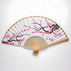 Japanese folding fan with cherry blossom pattern
