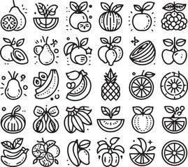 fruits and berries vector set