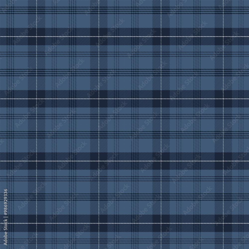 Wall mural plaid with twill weave repeat pattern in dark blue.gingham seamless pattern with stripes.checkered t