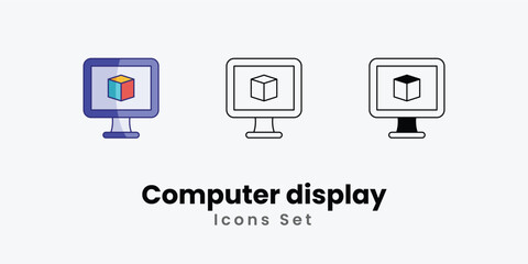 Computer display Icons thin line and glyph vector icon stock illustration