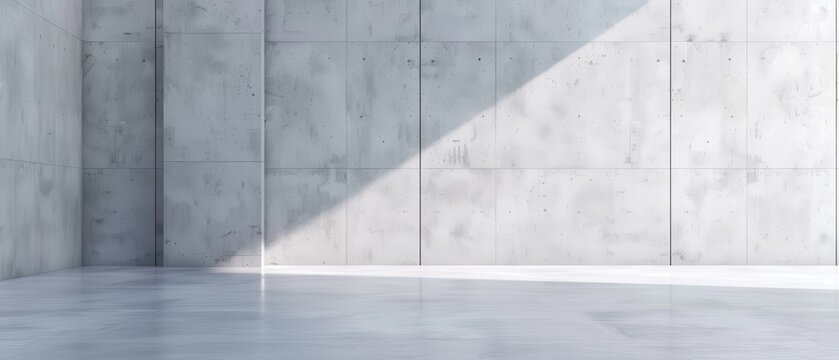 Modern architectural showcase, featuring a spacious empty concrete wall and floor, ideal for automotive presentations, highlighting sleek design and minimalistic aesthetics