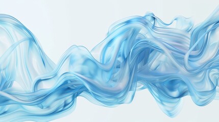 Fototapeta premium Fluid blue ink swirling in water, captivating abstract design on a pristine white backdrop, featuring soft, flowing lines and a sense of depth, ideal for digital backgrounds.