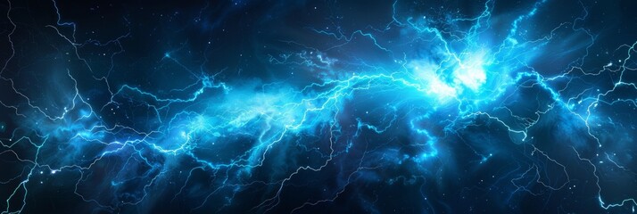 Obraz premium Blue Striking Electric Lightning Background