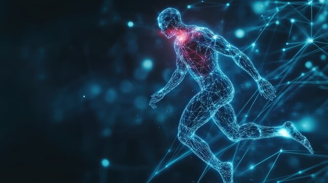 Scientific analysis neural pathways impact on athlete performance visualized on copy space background