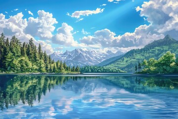 Fototapeta premium Lake surrounded by trees