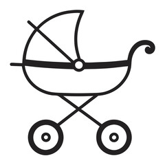 Baby carriage stroller line art silhouette vector illustration