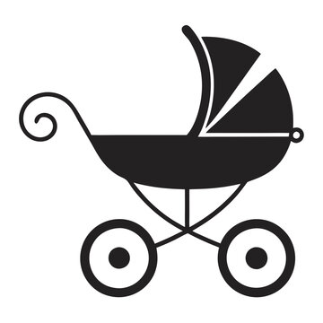 recommend clip art: Baby carriage stroller line art silhouette vector illustration