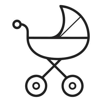 recommend clip art: Baby carriage stroller line art silhouette vector illustration
