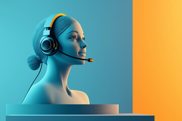 3D illustration of customer service representative wearing a headset.