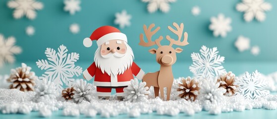 Paper Craft Santa Claus and Reindeer Christmas Decoration