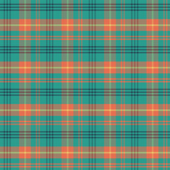 Plaid with twill weave repeat pattern in green and orange.Gingham seamless pattern with stripes.Checkered tartan Geometric graphic vector illustration background.
