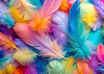Obraz premium A soft feather background in pastel tones, perfect for elegant designs and creative projects, adds a delicate touch